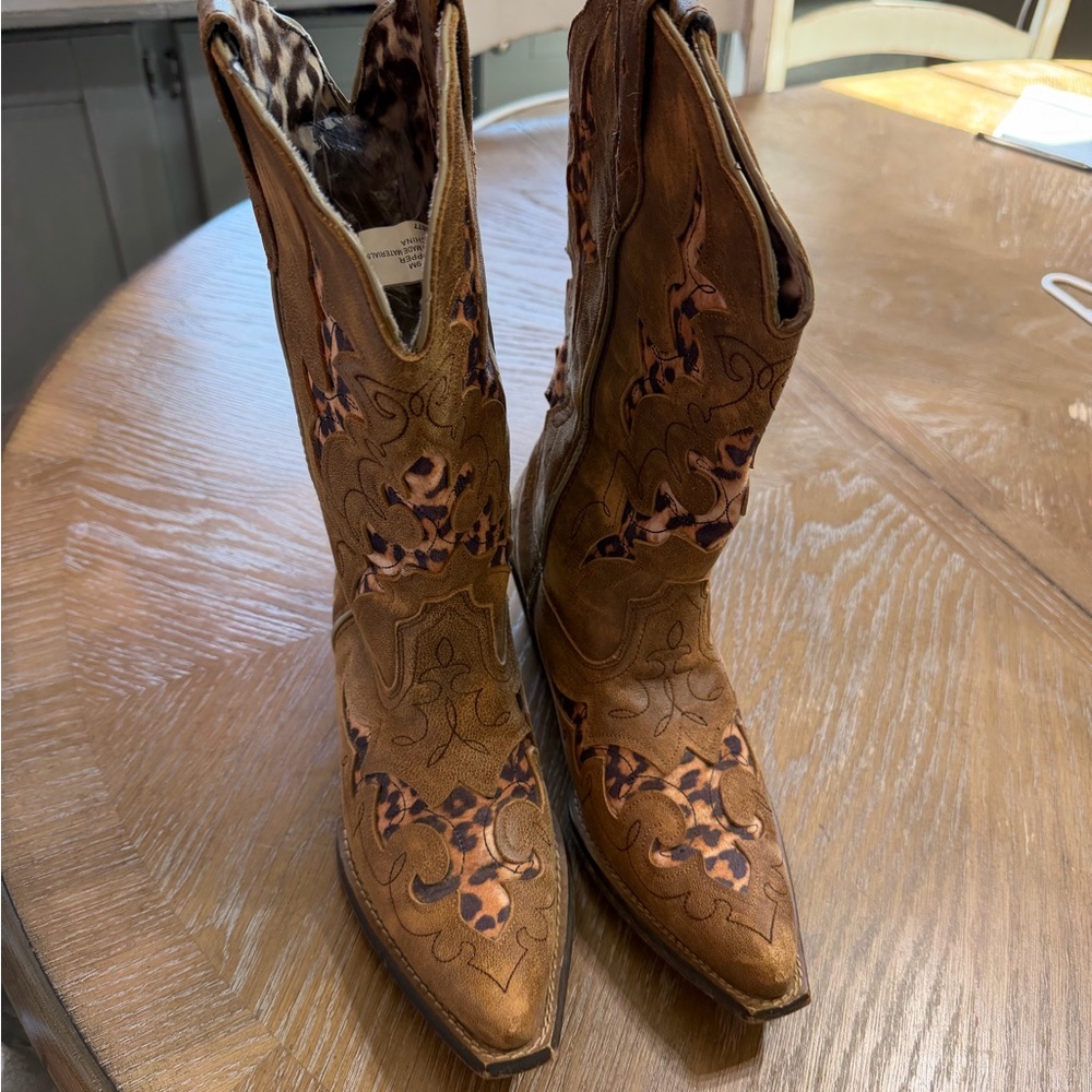 Laredo Tan and Brown Heeled Boots